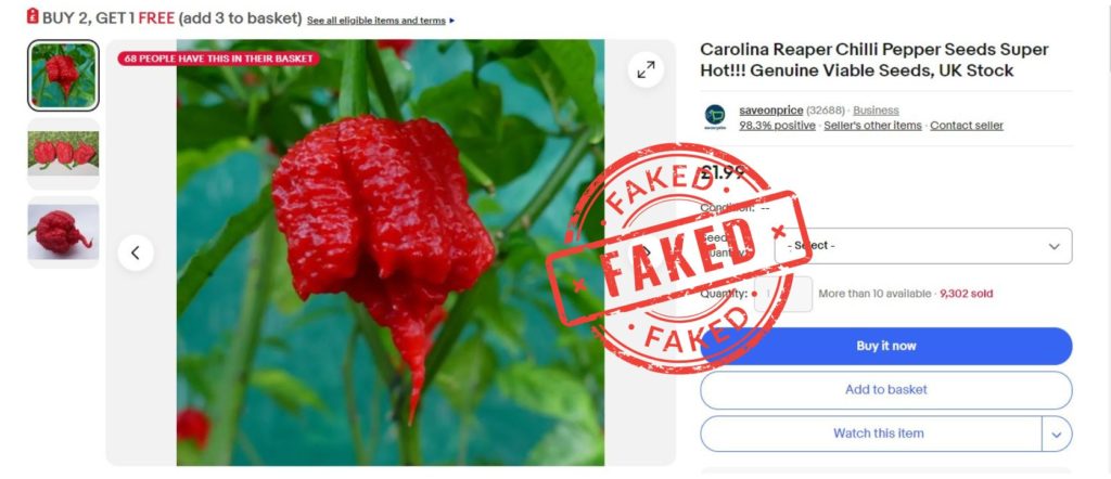 Save on Price Fake Carolina Reaper Seeds from Ebay